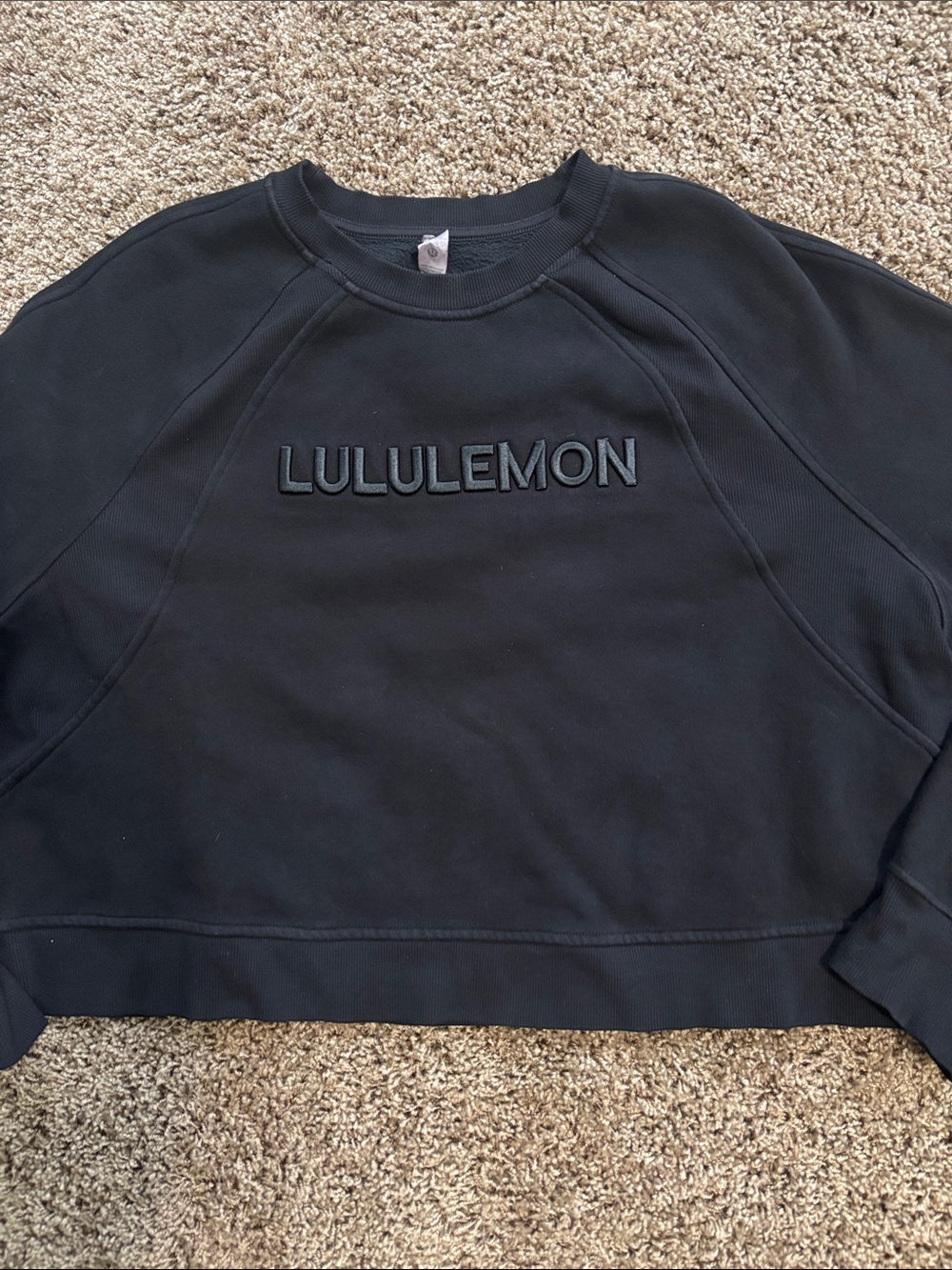 Lululemon Logo Crewneck Sweatshirt Black Cropped Size XL/XXL
